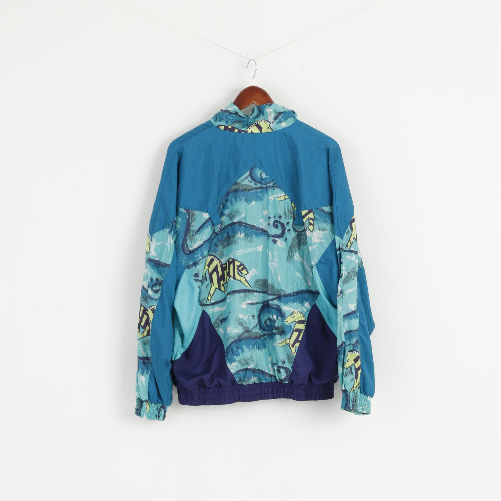 Alex Athletics Men L Jacket Green Bomber Full Zipper Retro Activewear Festival Top