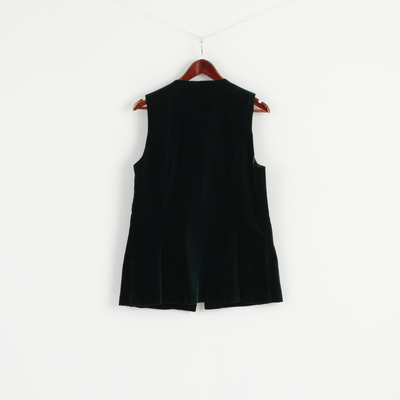 The Scotch House Women M Vest Bottle Green Cotton Three Buttons Retro Top