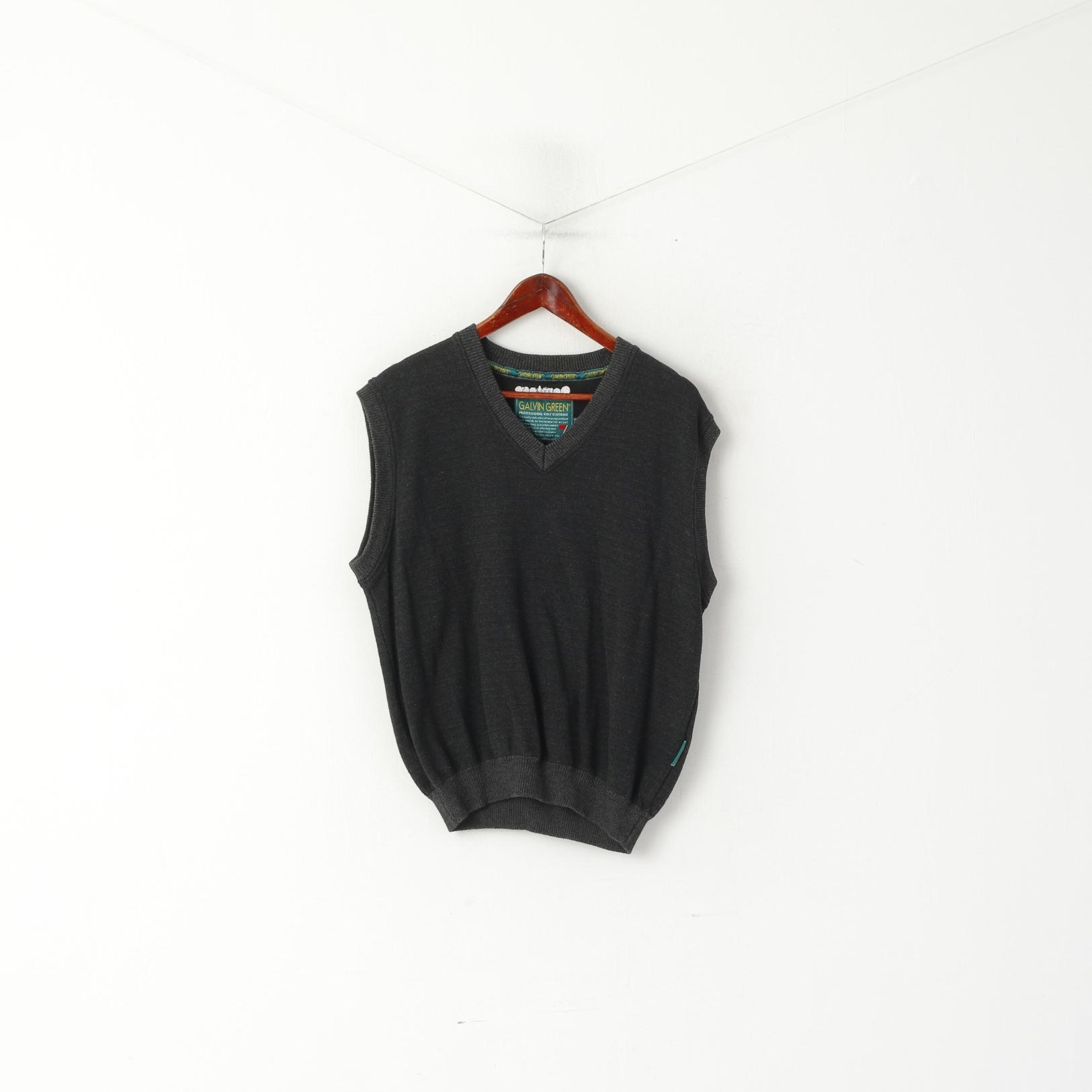 Galvin Green Men M Vest Charcoal Cotton Vintage Professional Golf Clothing Sleeveless