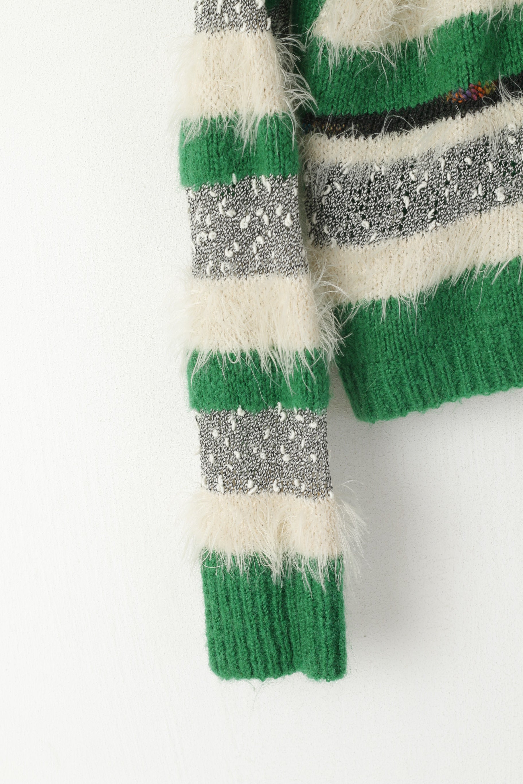 Charbell Paris Women S Furry Jumper Green Vintage Fluffy Cropped Sweater