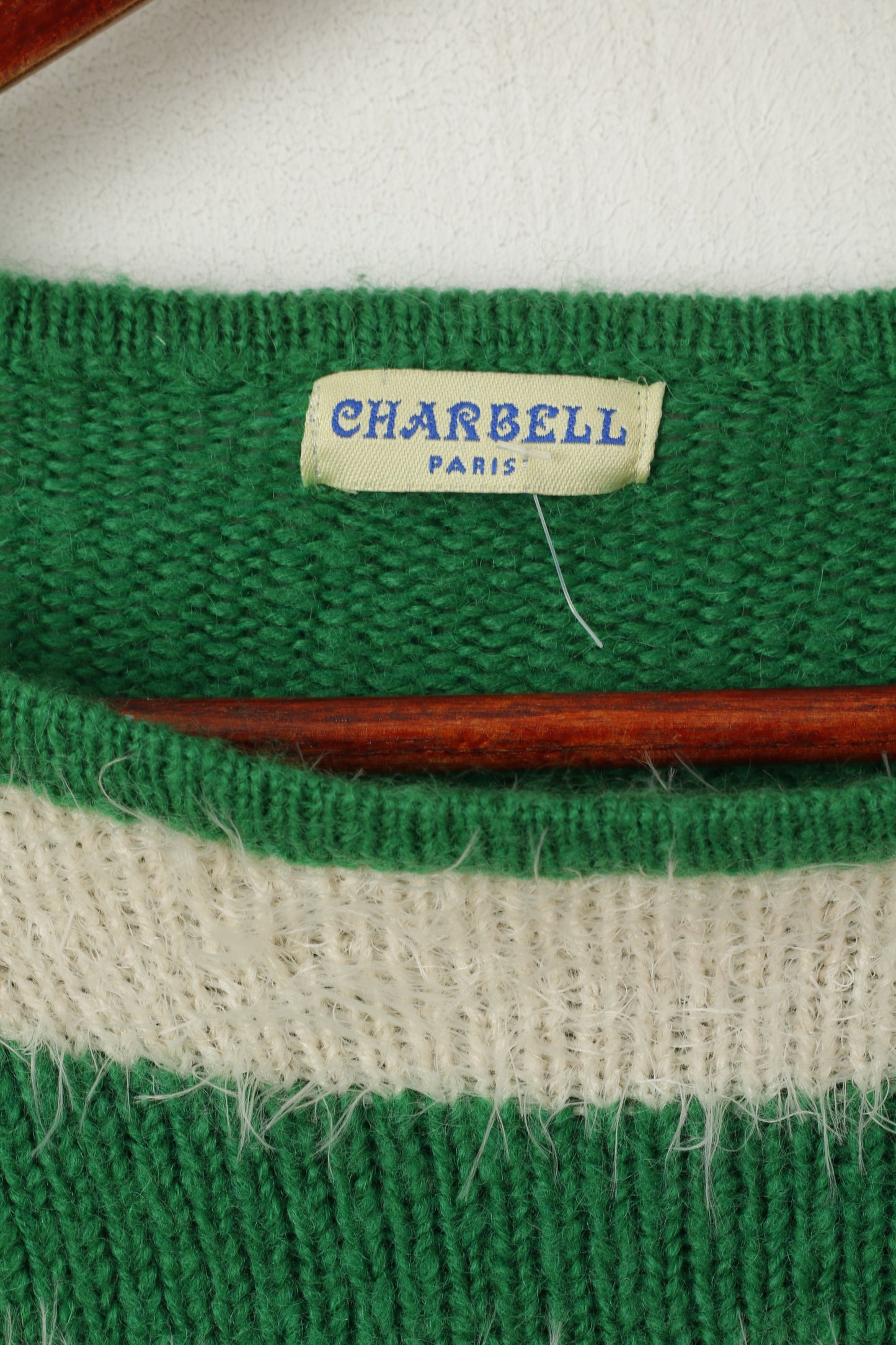Charbell Paris Women S Furry Jumper Green Vintage Fluffy Cropped Sweater