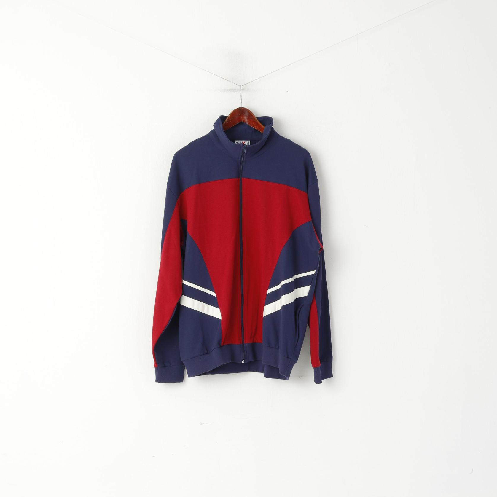 Roger Kent Hommes 48 XXL Sweat Marine Vintage Coton Pleine Fermeture Éclair Classique Haut