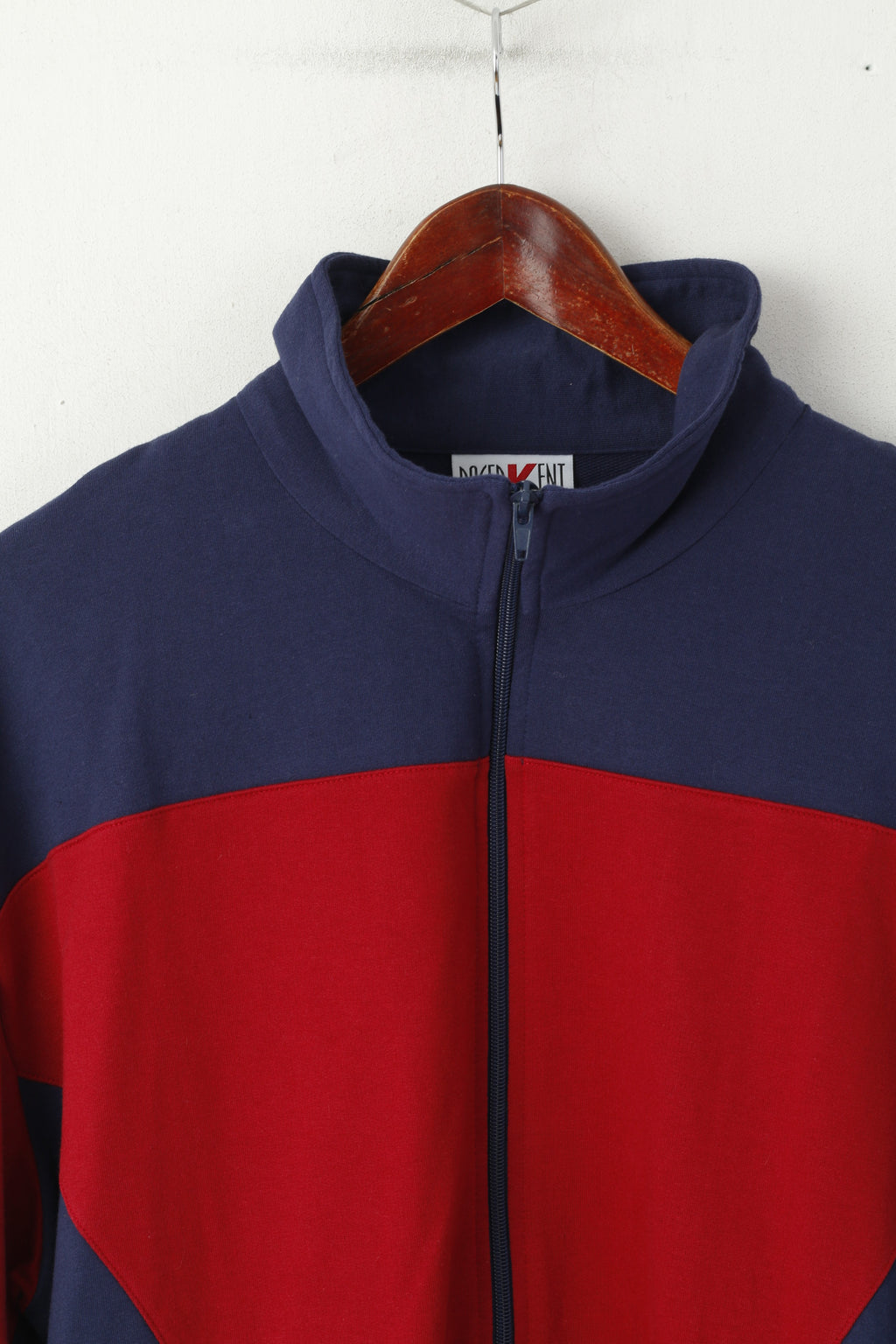 Roger Kent Hommes 48 XXL Sweat Marine Vintage Coton Pleine Fermeture Éclair Classique Haut