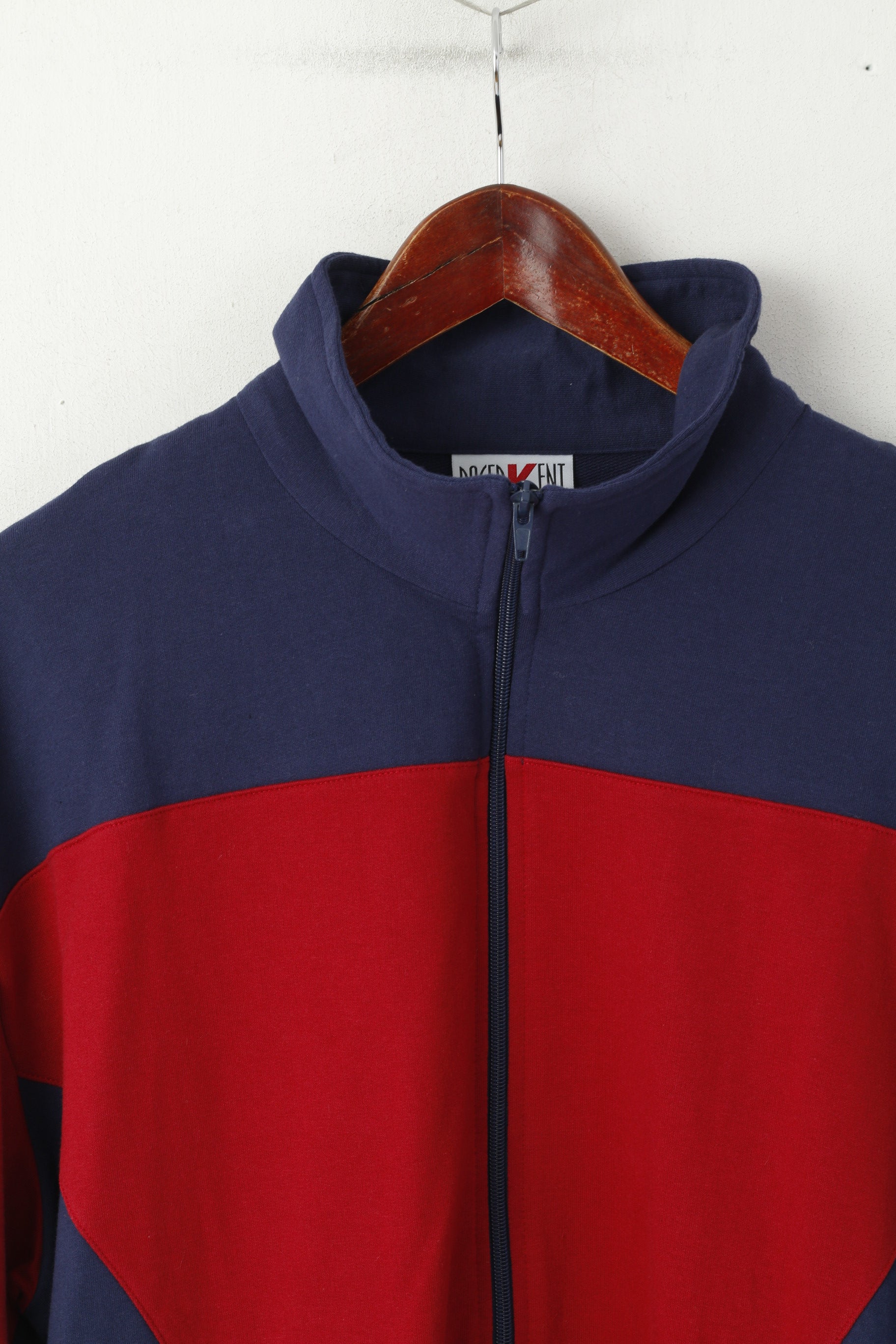 Roger Kent Hommes 48 XXL Sweat Marine Vintage Coton Pleine Fermeture Éclair Classique Haut