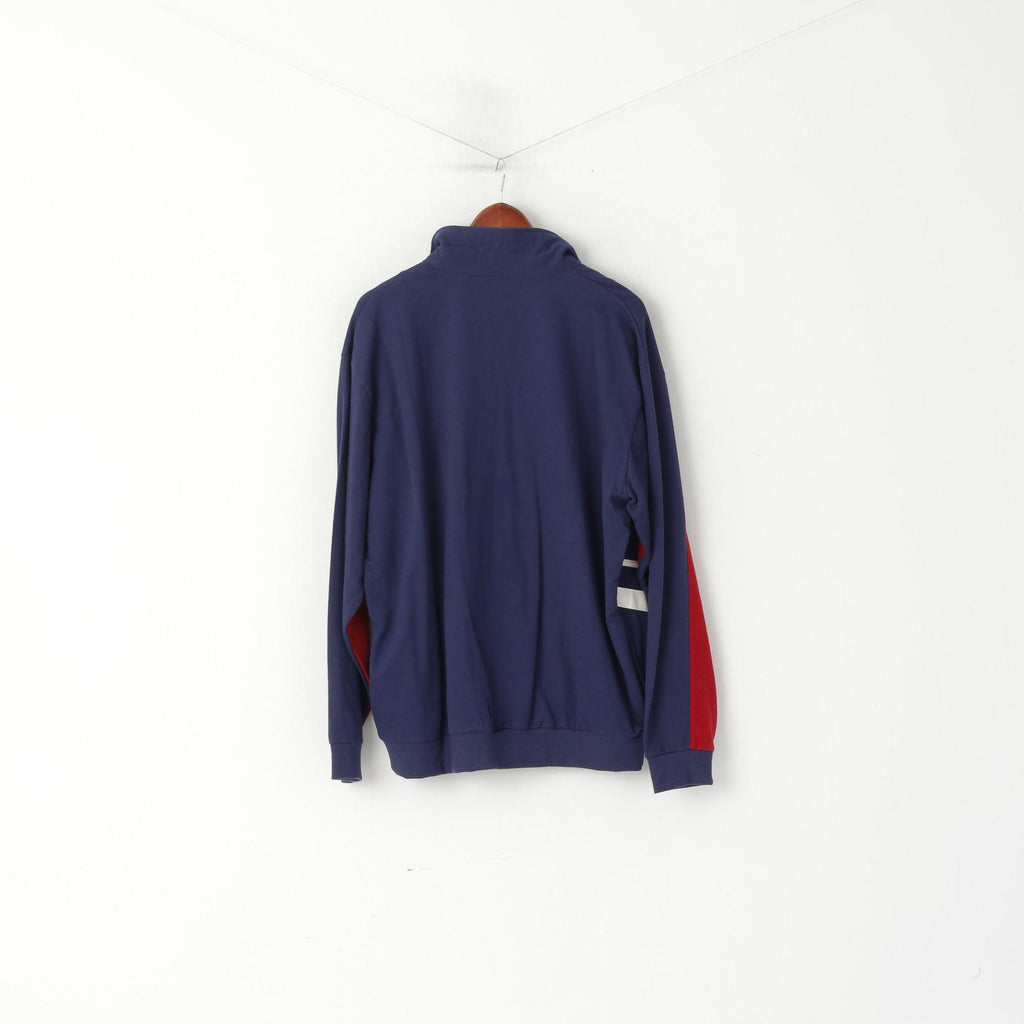 Roger Kent Hommes 48 XXL Sweat Marine Vintage Coton Pleine Fermeture Éclair Classique Haut