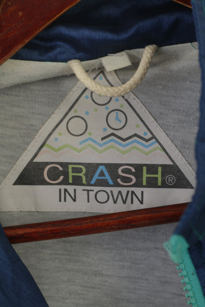 Crash In Town Men L Jacket Shiny Cream Green Vintage Festival Nylon Bomber Top
