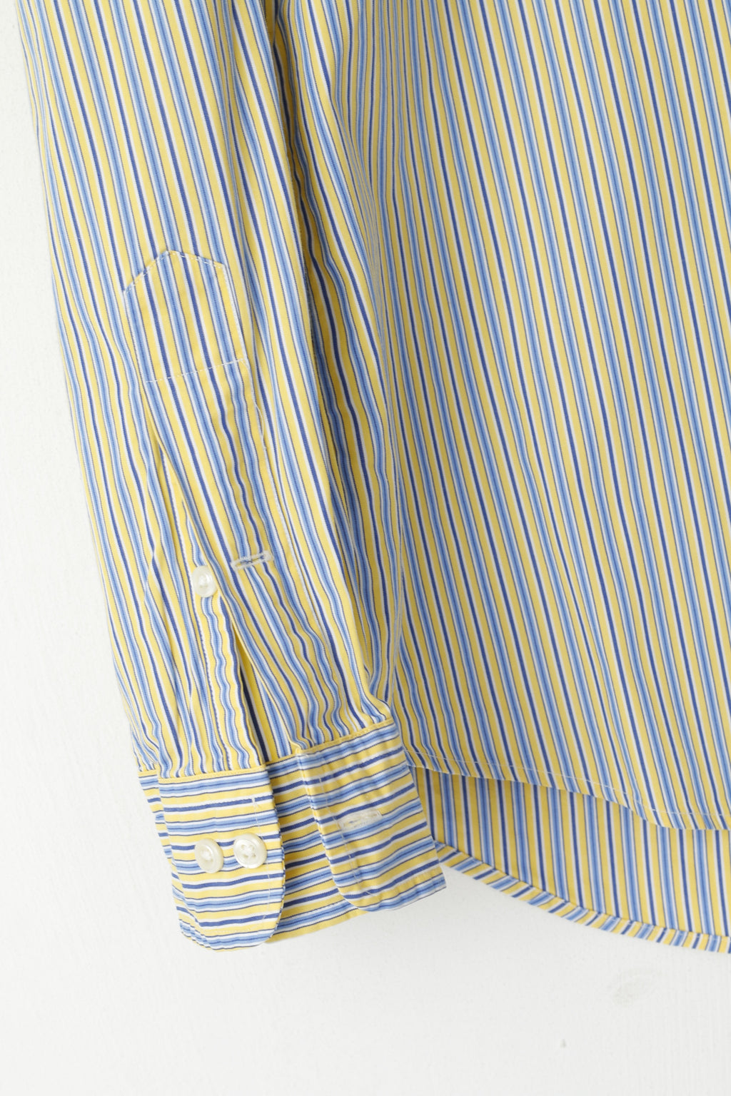Ralph Lauren Uomo 16 34/35 L Camicia casual Top a maniche lunghe con vestibilità personalizzata a righe gialle