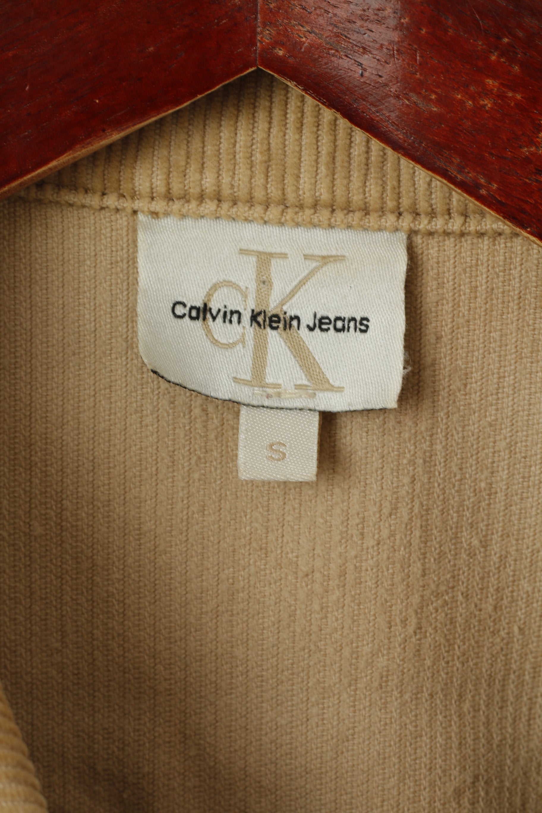 Calvin Klein Jeans Women S Denim Shirt Beige Corduroy Cotton Vintage Western Top
