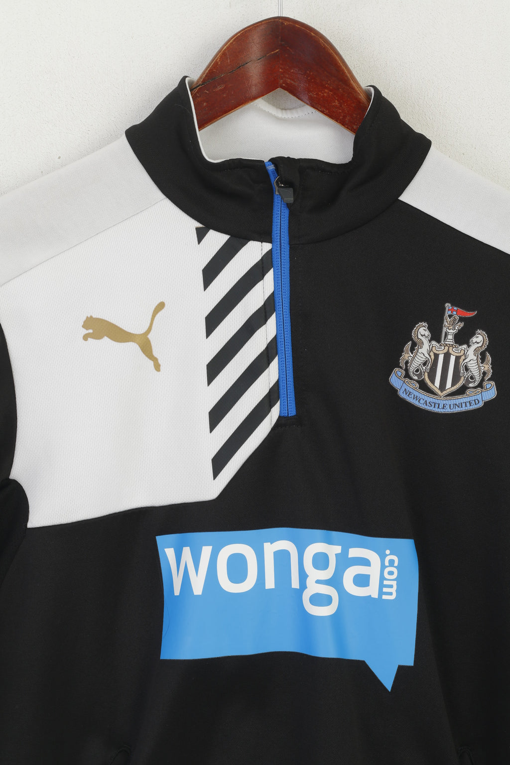 Felpa Puma Newcastle United da ragazzo 164 YXL Felpa sportiva nera con collo e zip da calcio