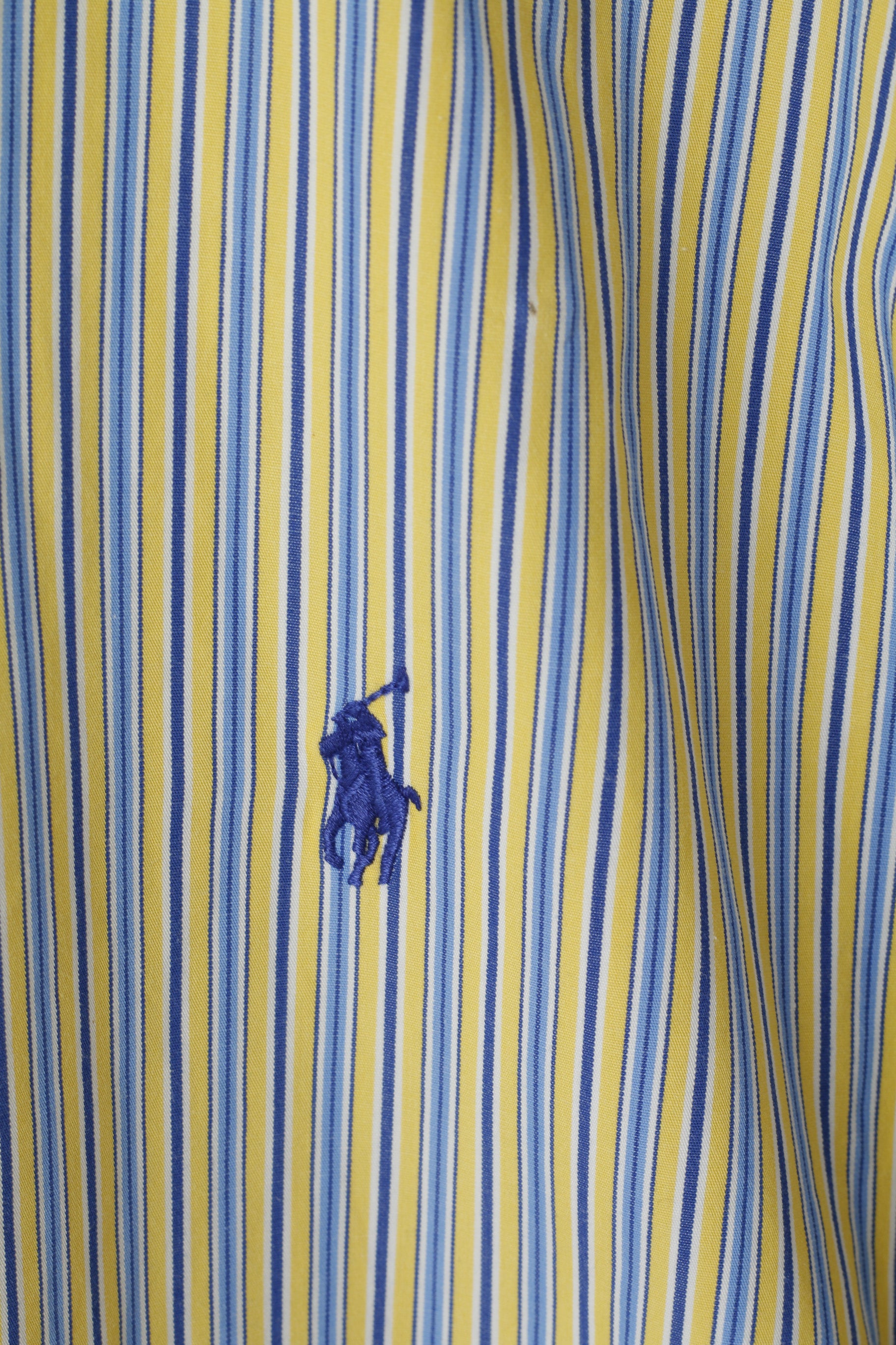 Ralph Lauren Uomo 16 34/35 L Camicia casual Top a maniche lunghe con vestibilità personalizzata a righe gialle