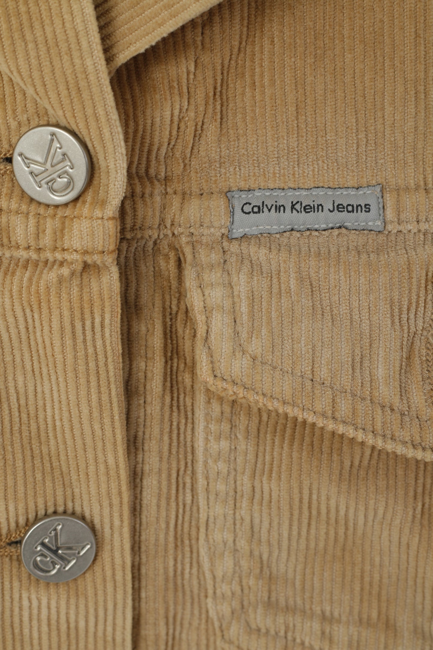 Calvin Klein Jeans Women S Denim Shirt Beige Corduroy Cotton Vintage Western Top