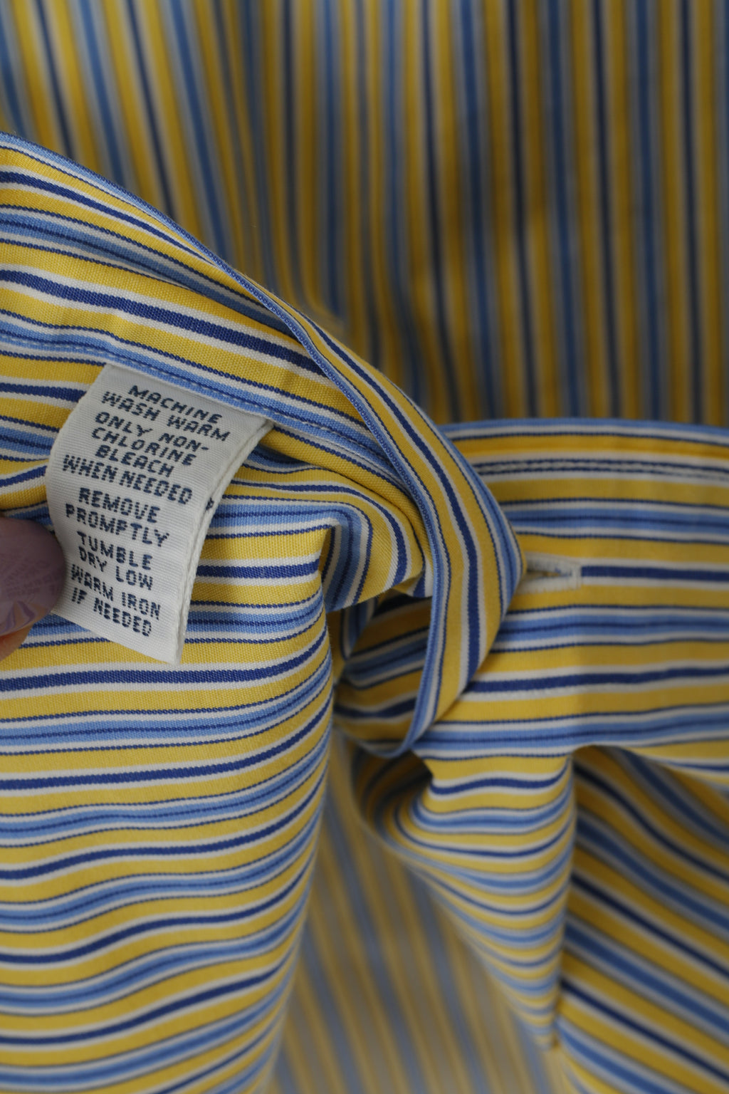 Ralph Lauren Uomo 16 34/35 L Camicia casual Top a maniche lunghe con vestibilità personalizzata a righe gialle