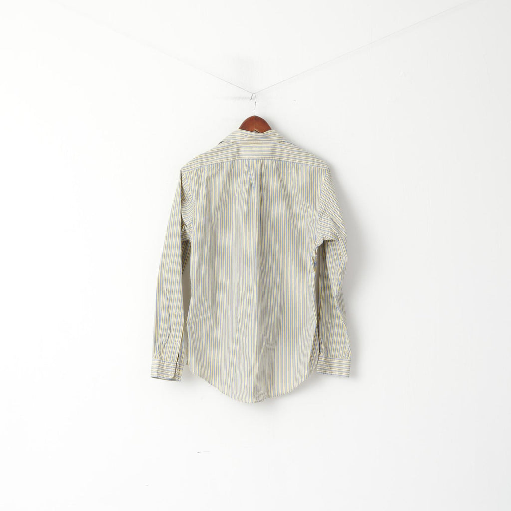 Ralph Lauren Uomo 16 34/35 L Camicia casual Top a maniche lunghe con vestibilità personalizzata a righe gialle
