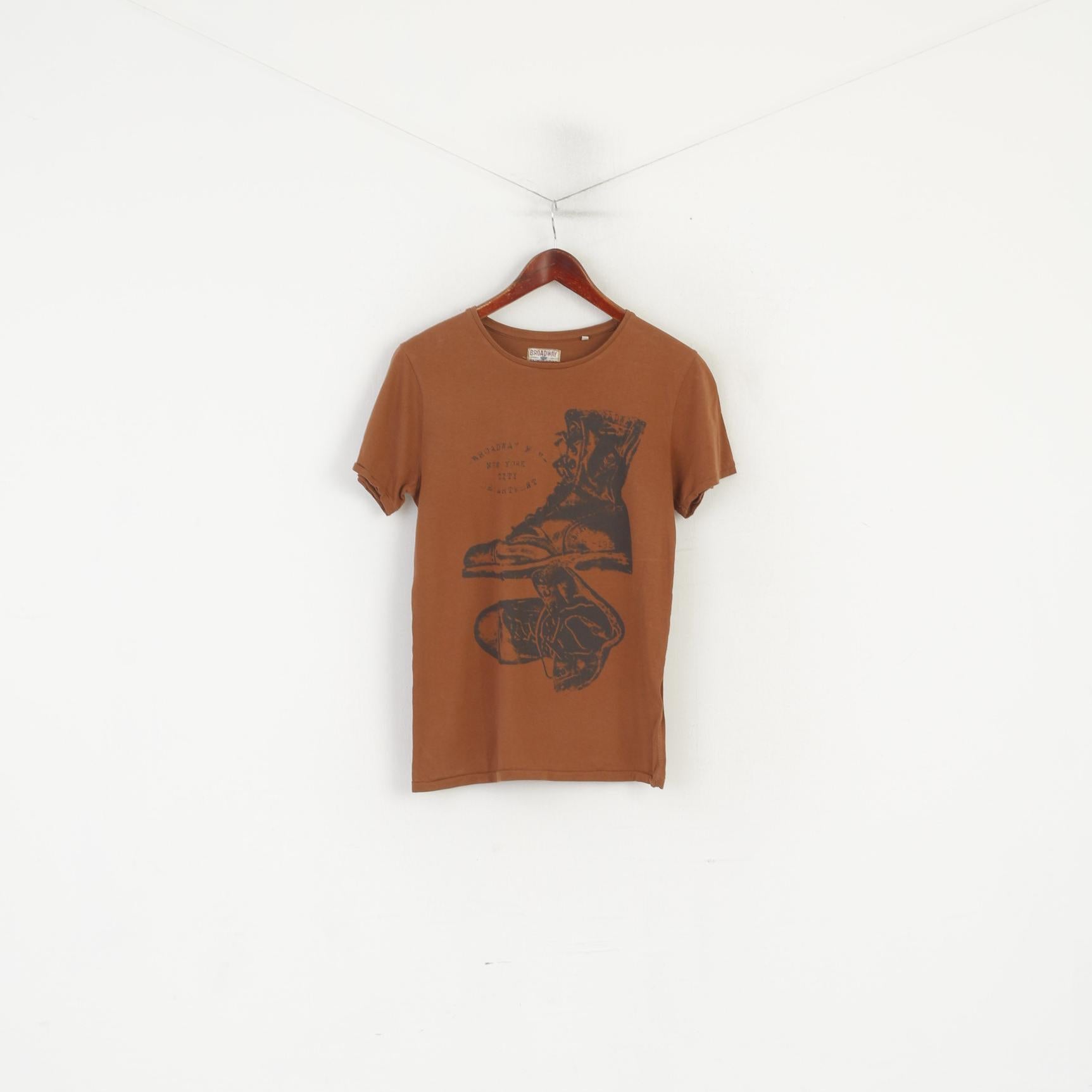 Dr Rehfeld hommes M chemise Brwon coton Broadway danse haut graphique