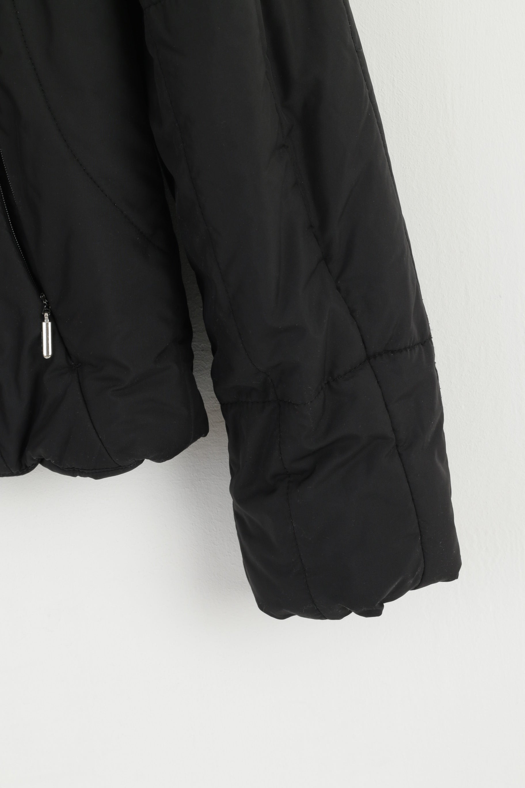 Marks &amp; Spencer Veste noire à manches amovibles et capuche cachée pour femme 14 M
