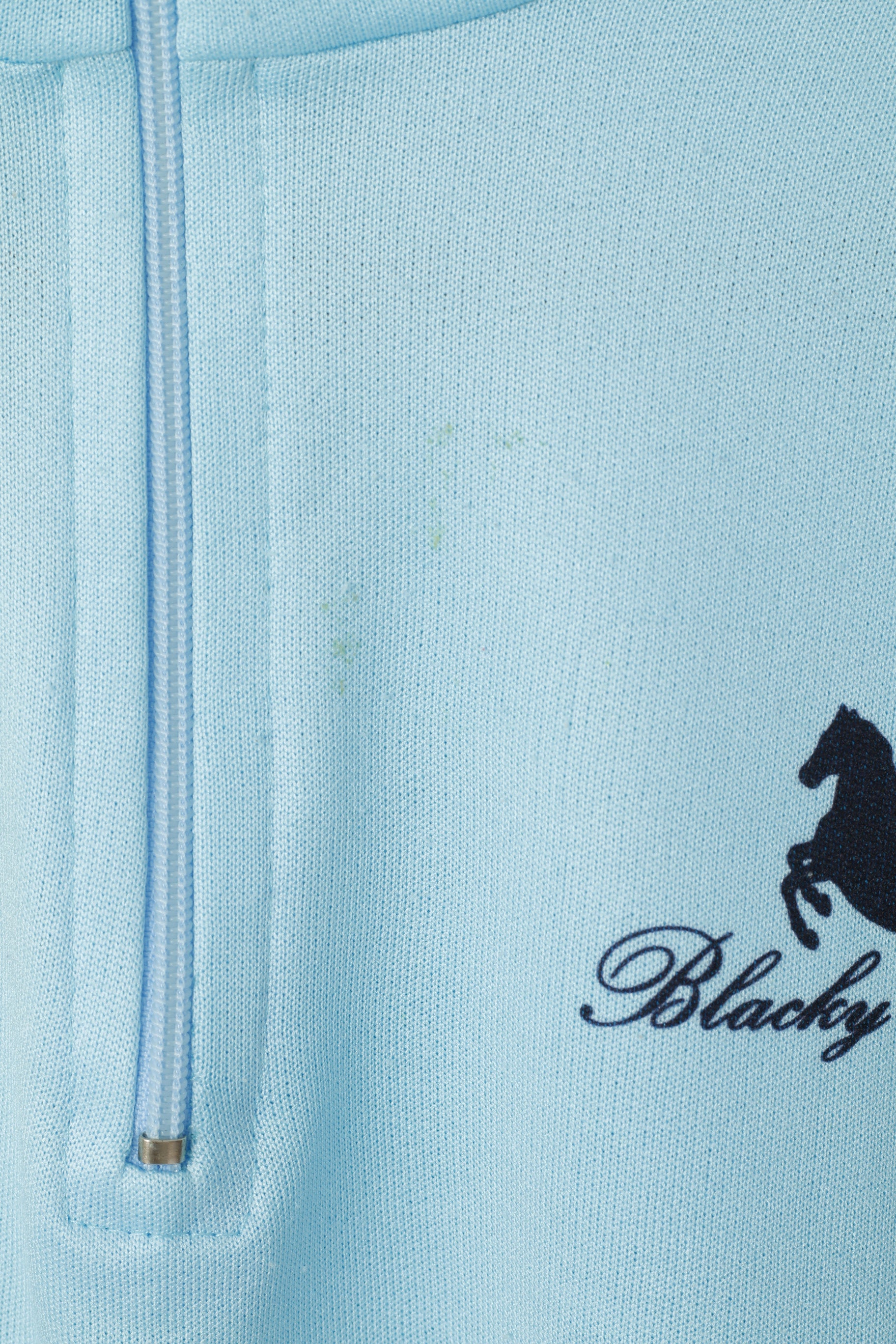 Blacky Men XL Chemise de Cyclisme Bleu Vintage Manches Courtes Fabriqué en Italie Haut en Jersey