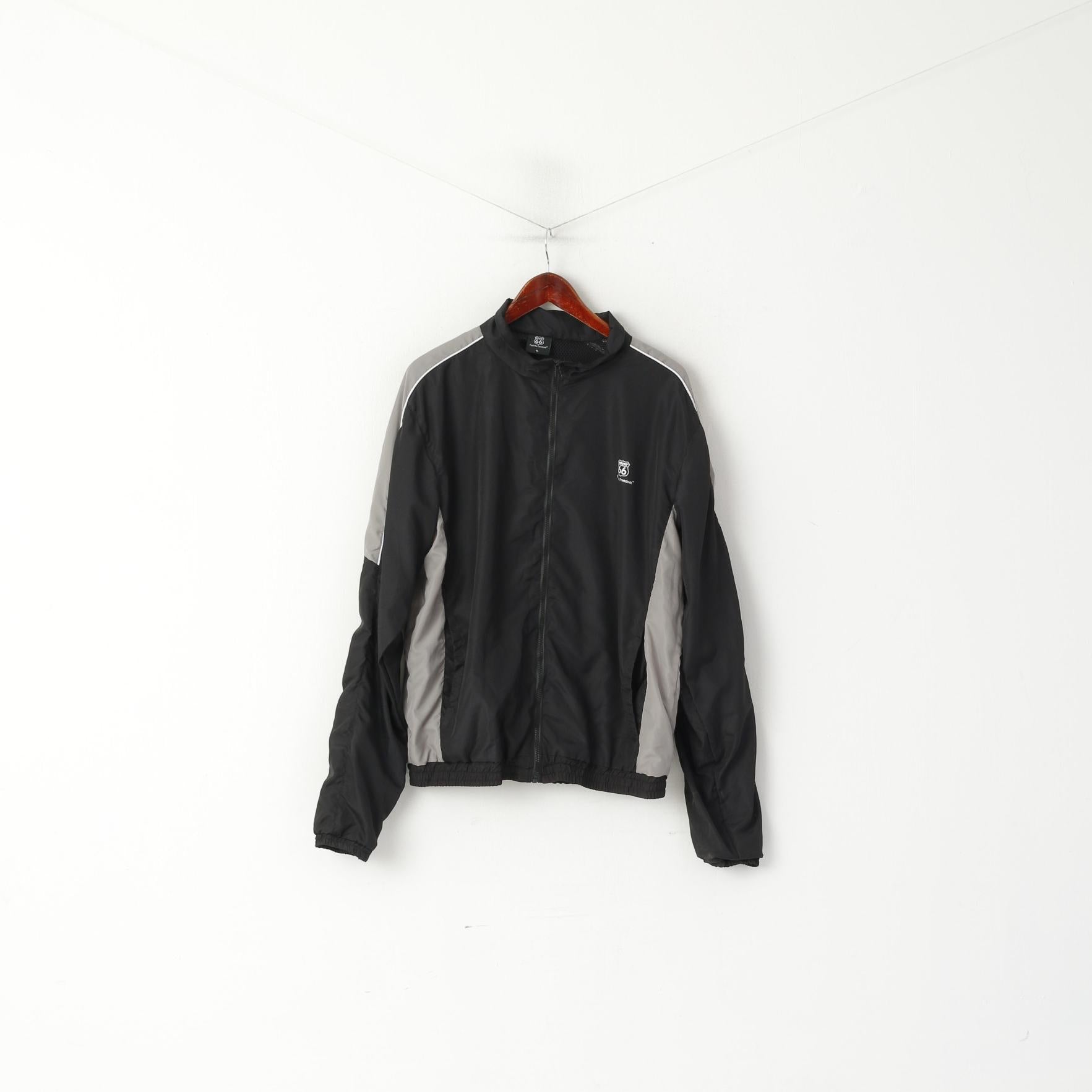 Route 66 Men XL Jacket Black Lightweight Zip Up Feel The Freedom Sport Top