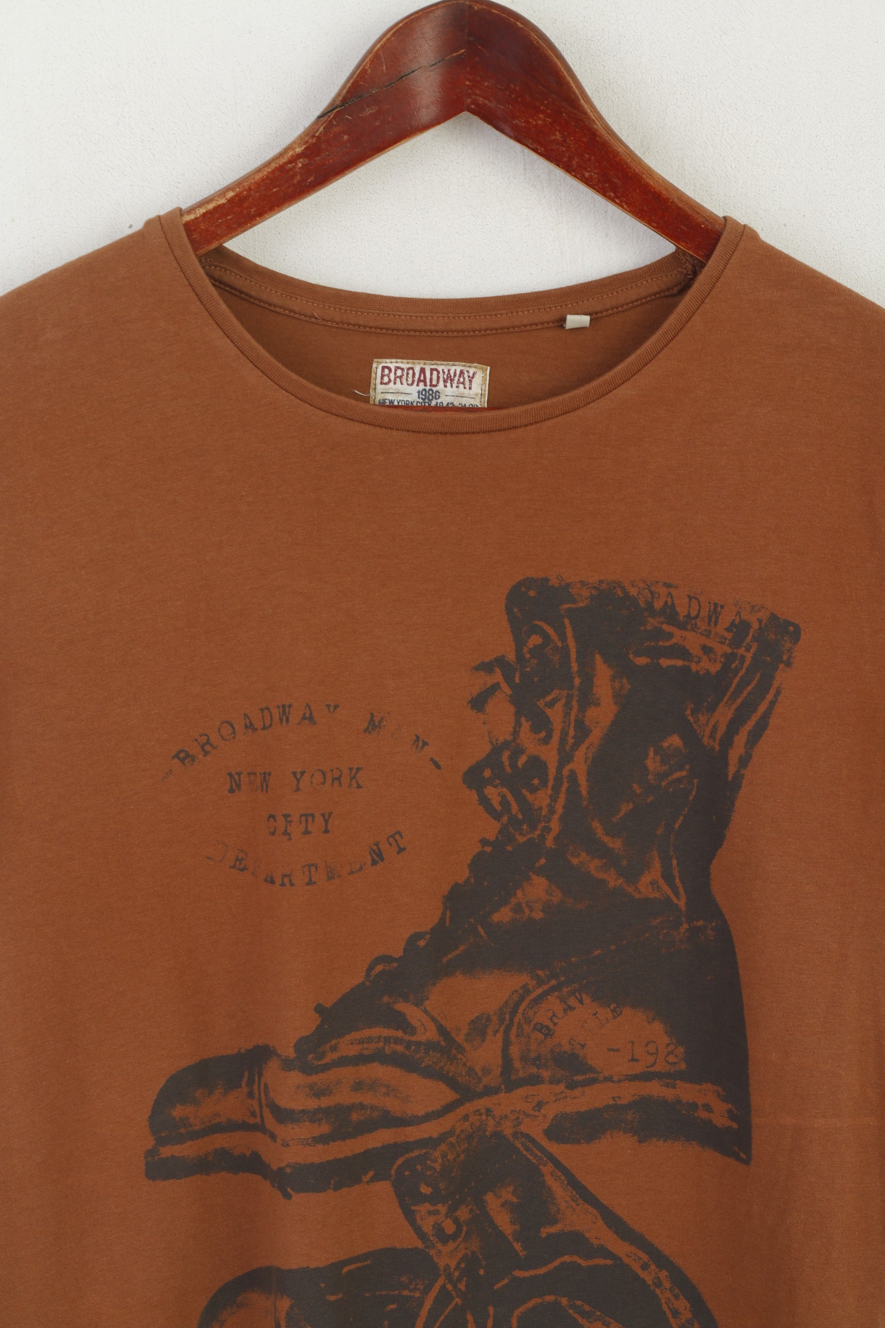 Dr Rehfeld hommes M chemise Brwon coton Broadway danse haut graphique