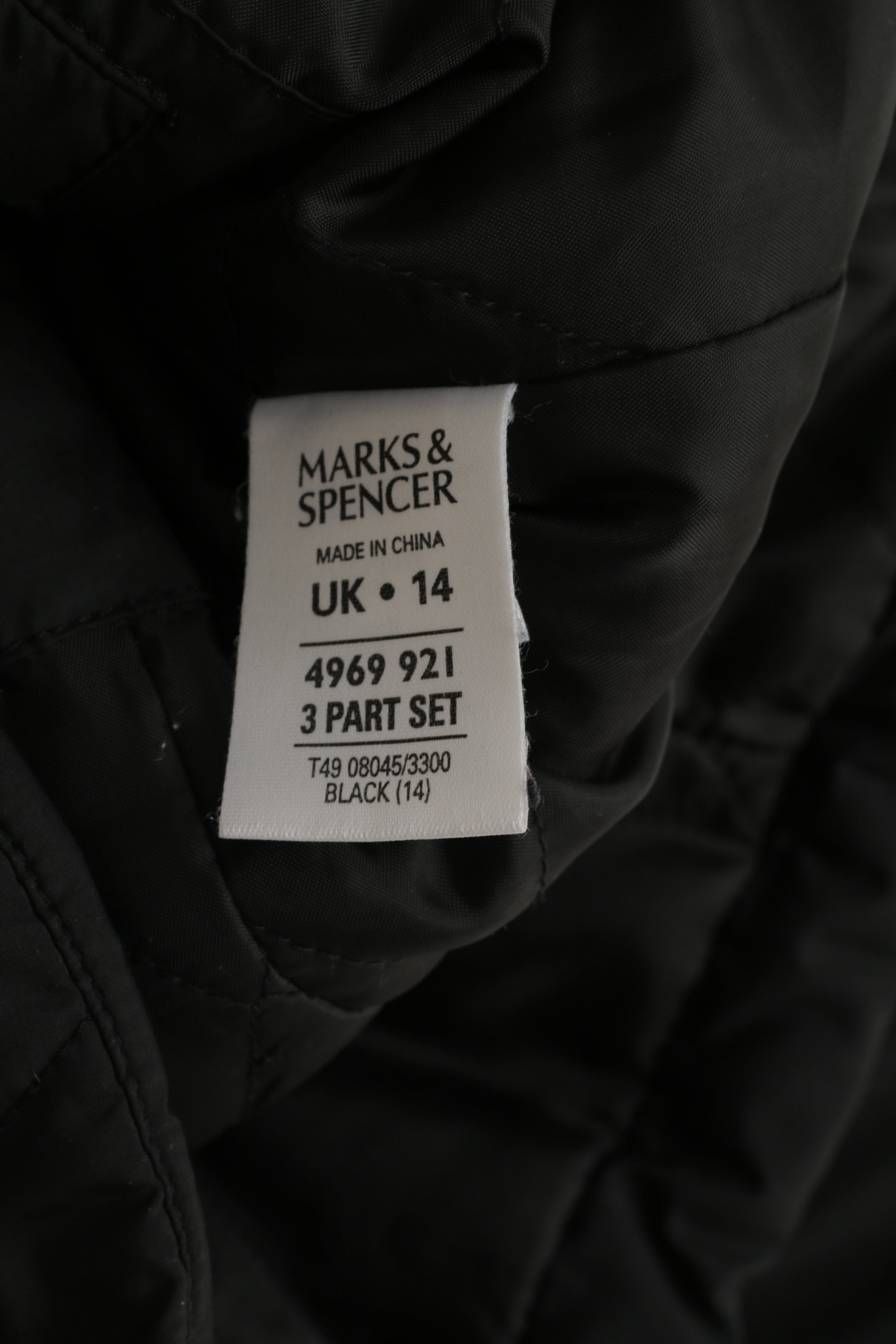 Marks &amp; Spencer Veste noire à manches amovibles et capuche cachée pour femme 14 M
