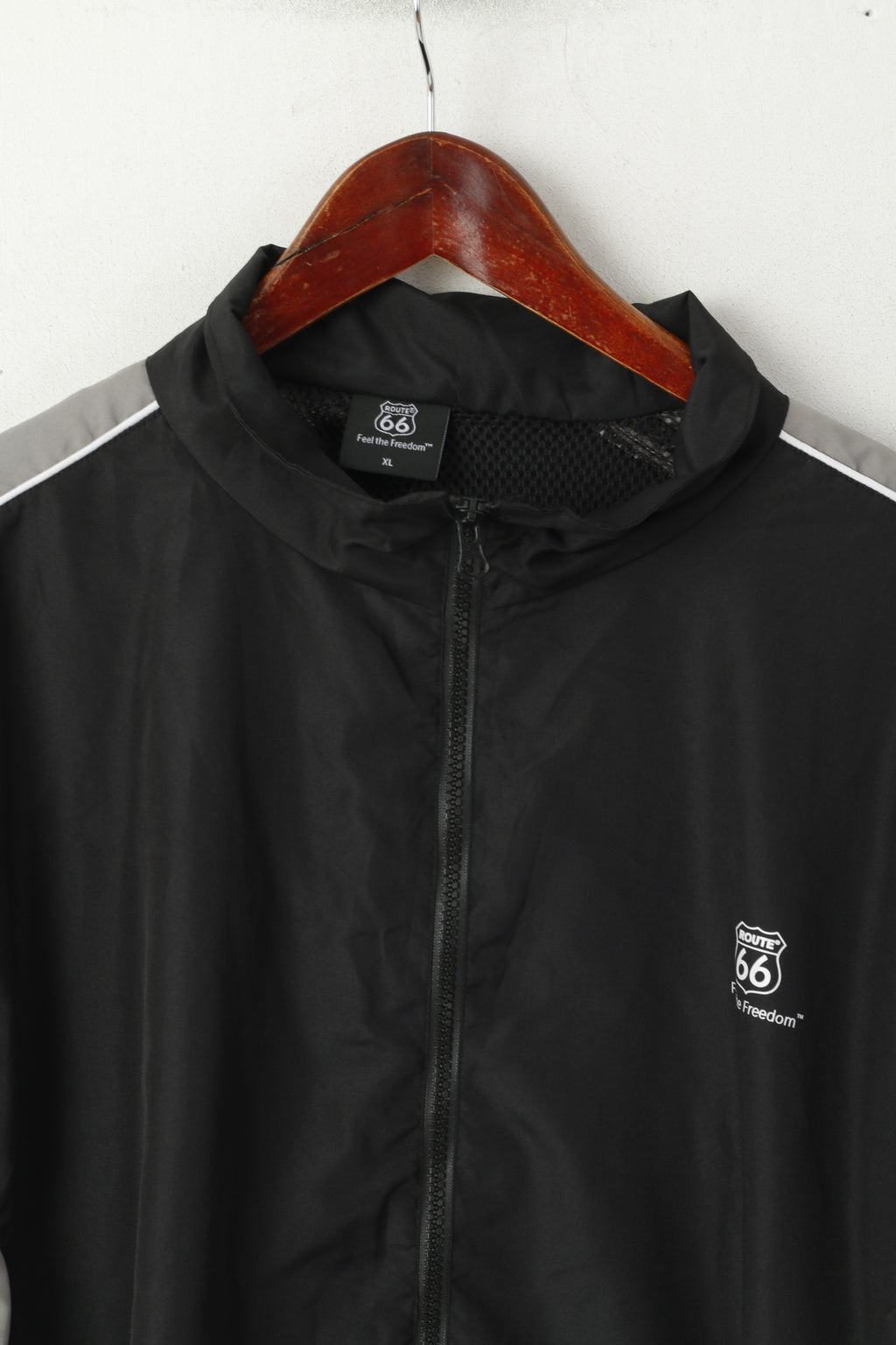 Route 66 Men XL Jacket Black Lightweight Zip Up Feel The Freedom Sport Top