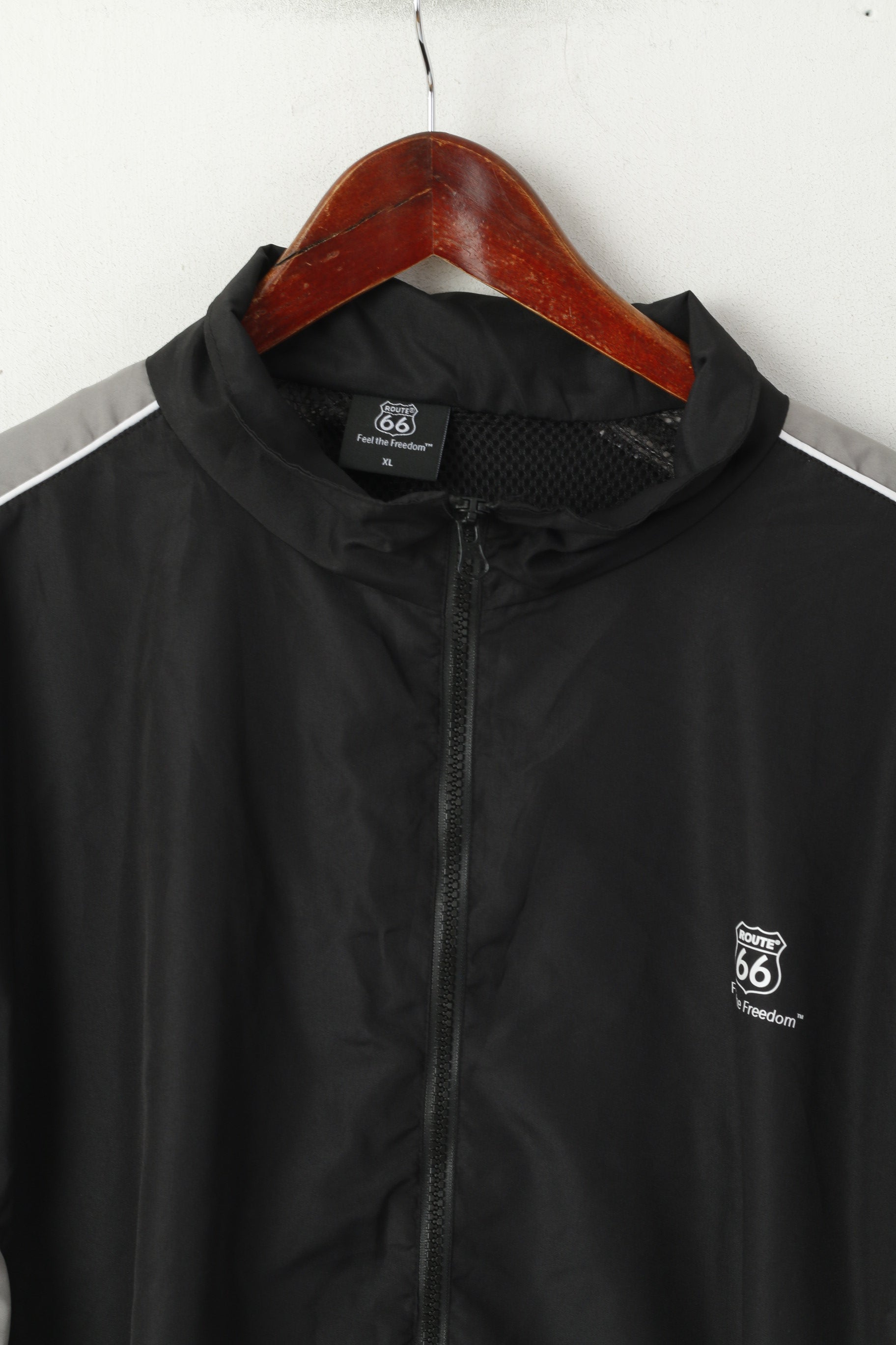 Route 66 Men XL Jacket Black Lightweight Zip Up Feel The Freedom Sport Top