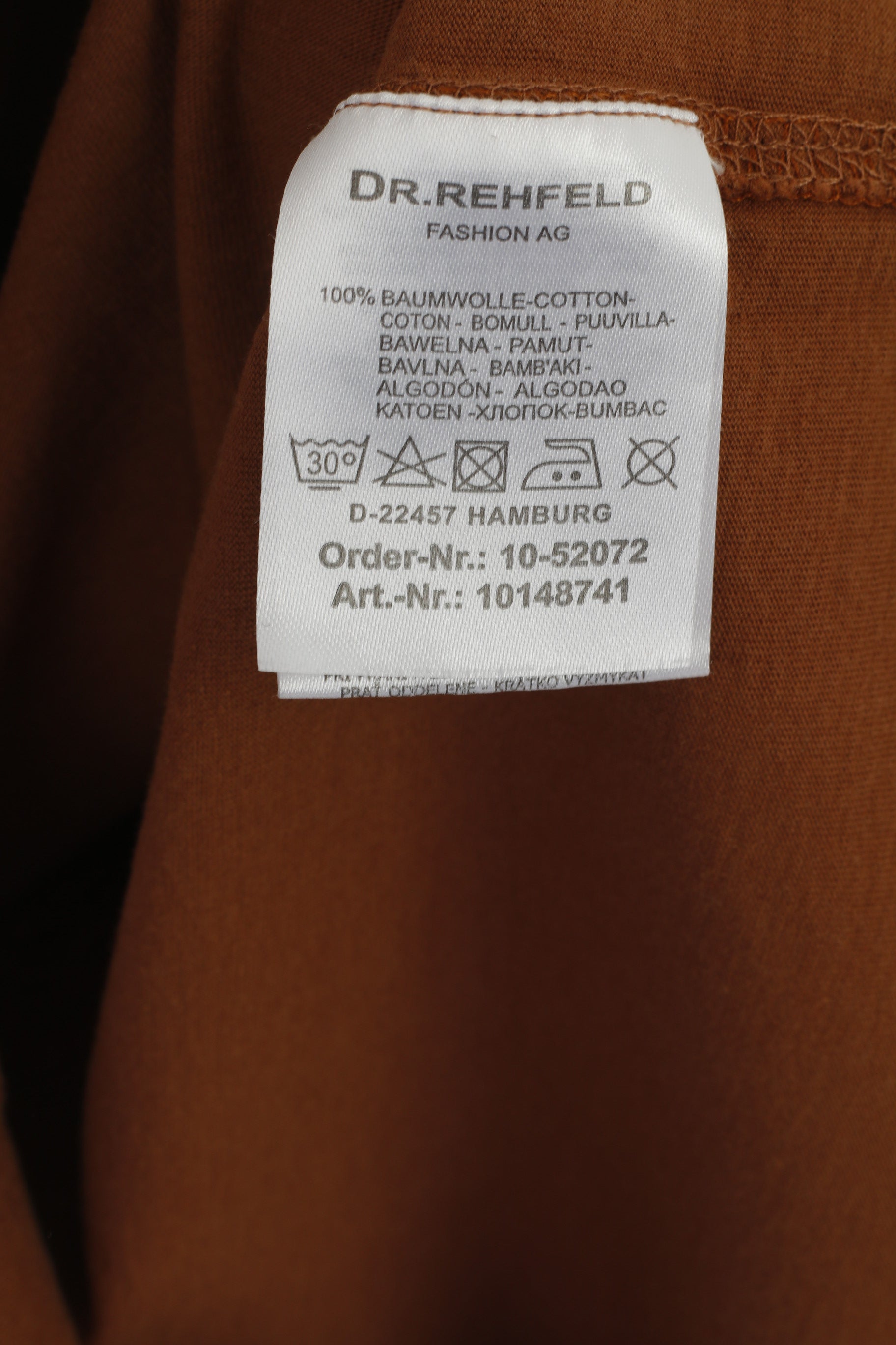 Dr Rehfeld hommes M chemise Brwon coton Broadway danse haut graphique