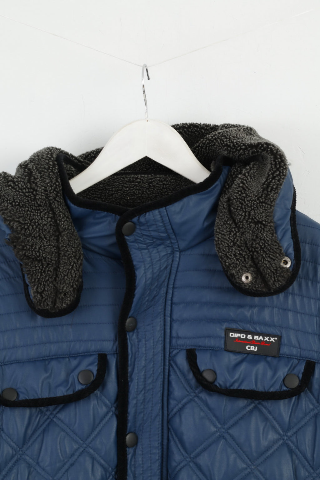 Cipo & Braxx Mens XXL Jacket Navy Quilted Hooded Comfort Padded Top