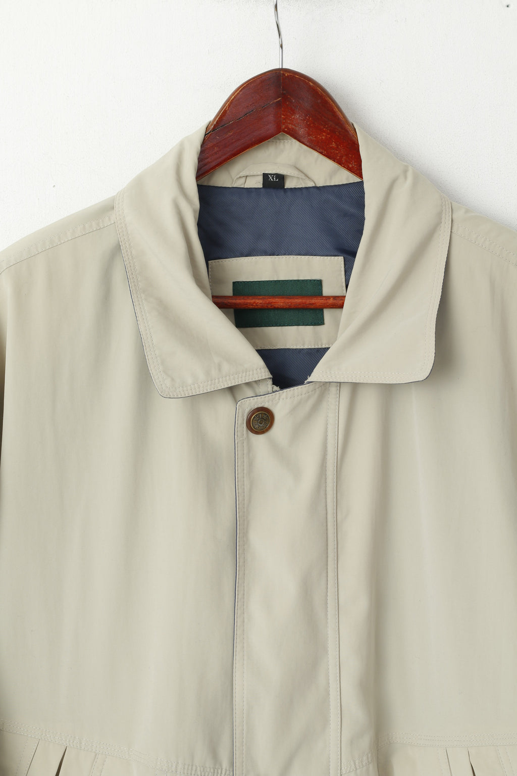 Dannimac Men XL Bomber Jacket Beige Shoulder Pads Full Zipper Retro Top