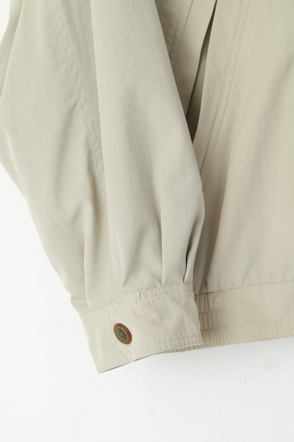 Dannimac Men XL Bomber Jacket Beige Shoulder Pads Full Zipper Retro Top