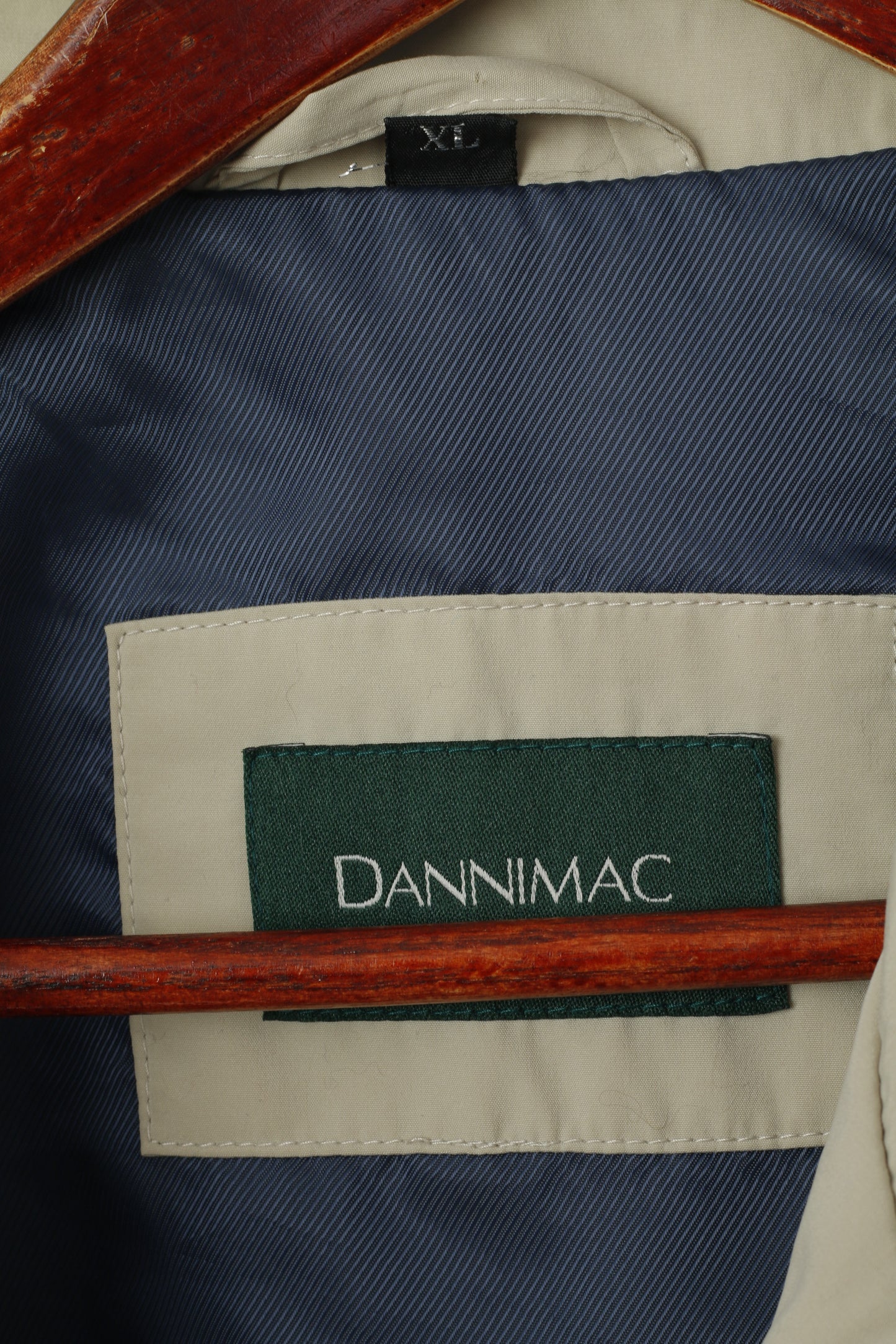 Dannimac Men XL Bomber Jacket Beige Shoulder Pads Full Zipper Retro Top