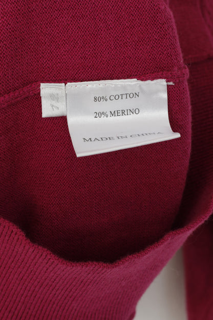 Ping Collection Women 12 L Jumper Fuchsia Cotton Golf Sport Diamont V Neck Sweater