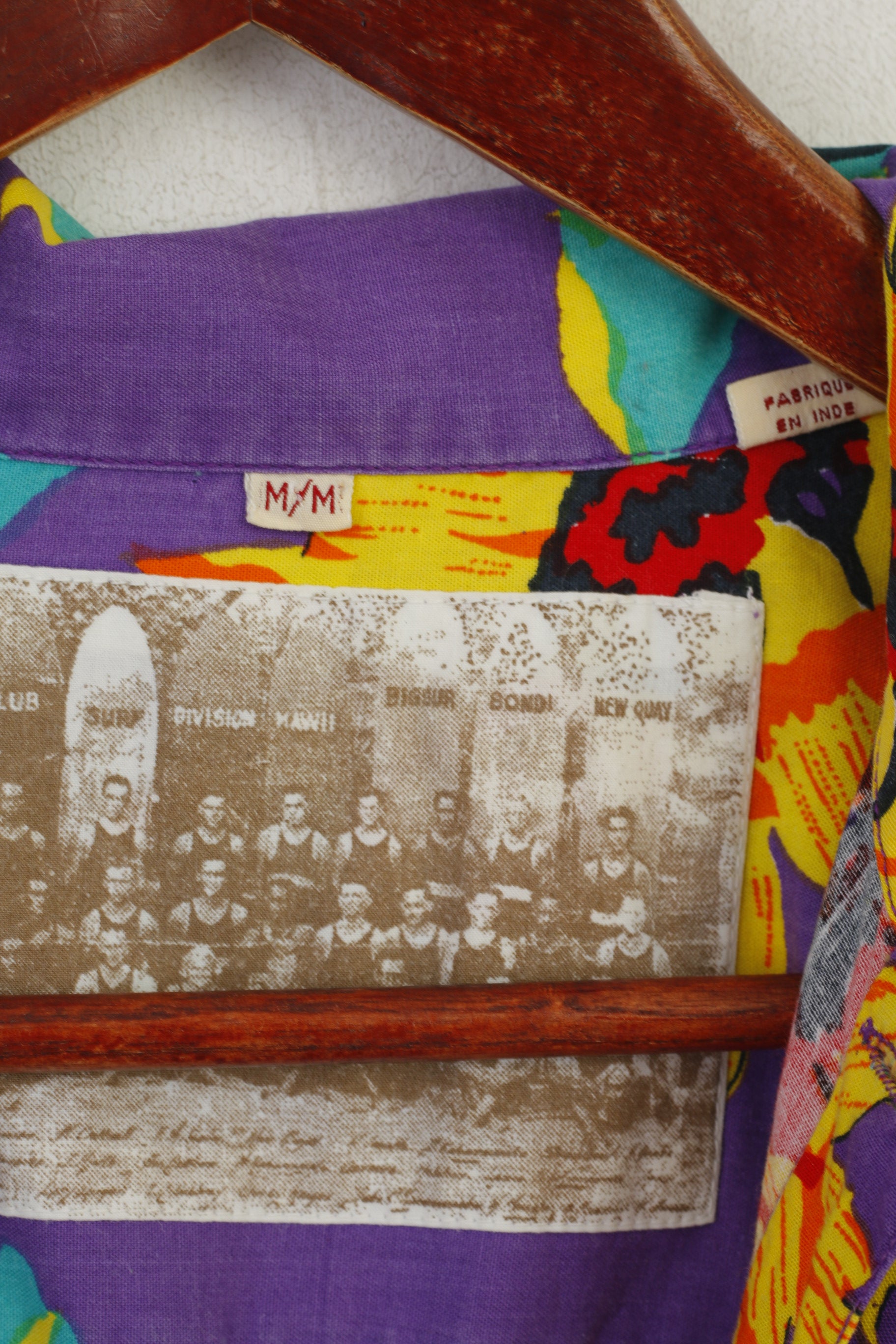 Division Hawaii Men M Chemise décontractée Violet Pull Floral Hawaii Soft Top