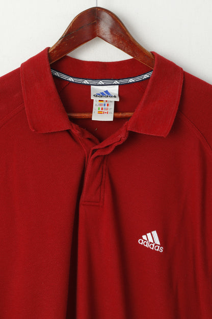 Polo Adidas da uomo XL a maniche corte tinta unita in cotone marrone con 3 strisce