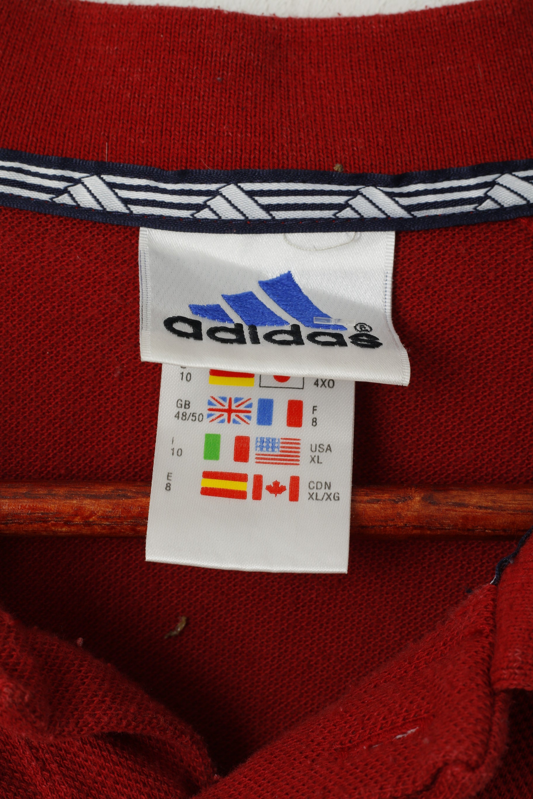 Adidas Men XL Polo Shirt Maroon Cotton 3 Stripe Plain Short Sleeve Top