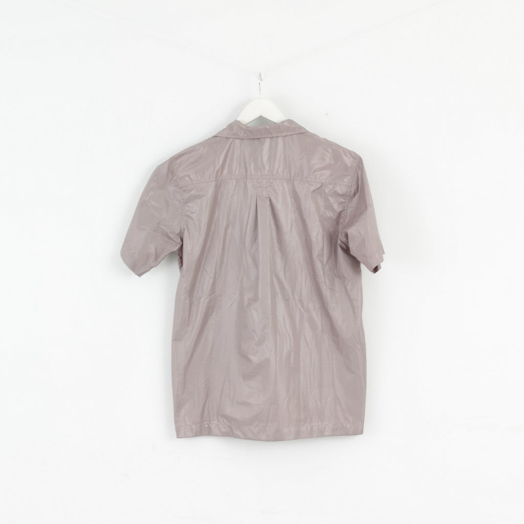 ICONO Mens L Casual Shirt Frost Grey Shiny Full Zipper Disco Top