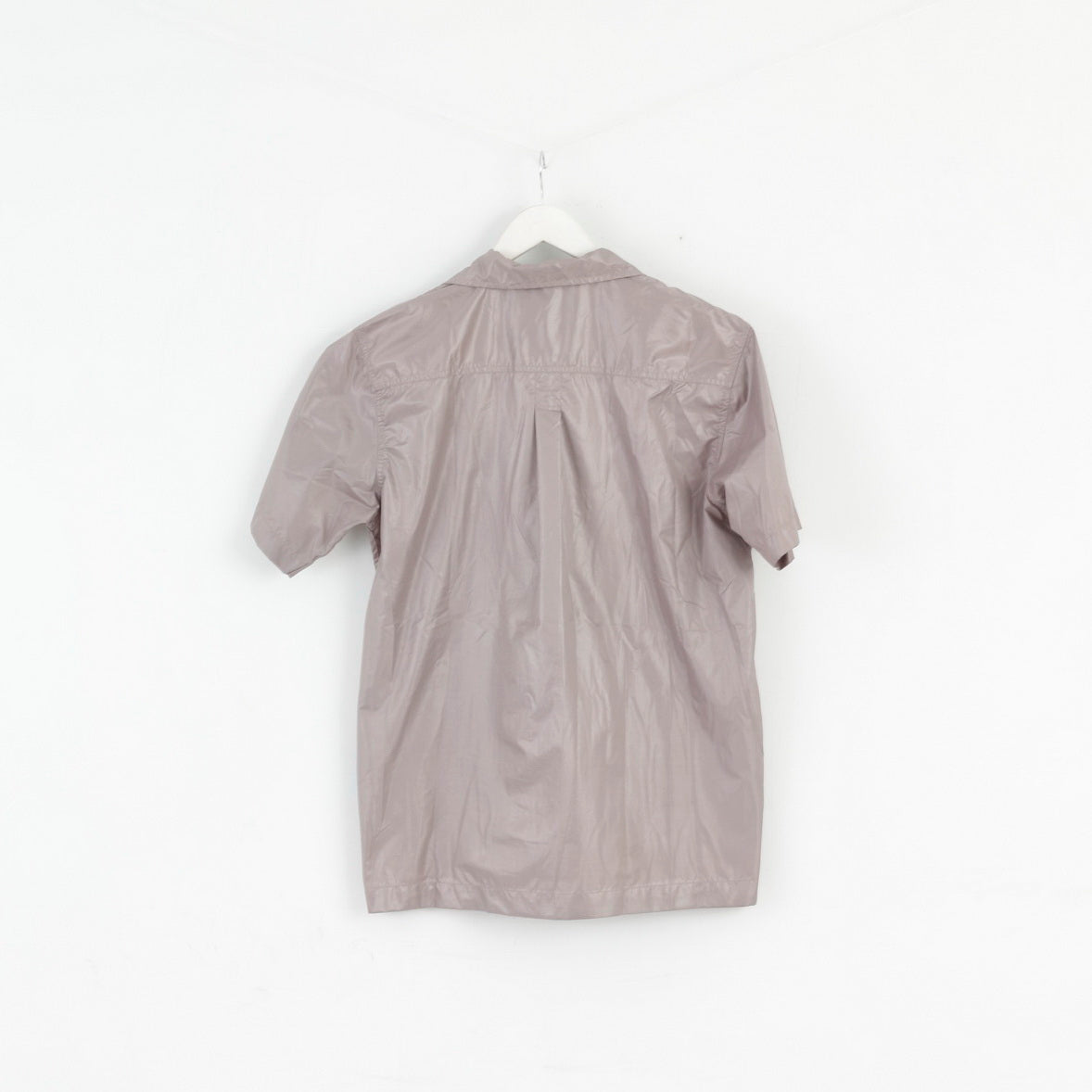 ICONO Mens L Casual Shirt Frost Grey Shiny Full Zipper Disco Top