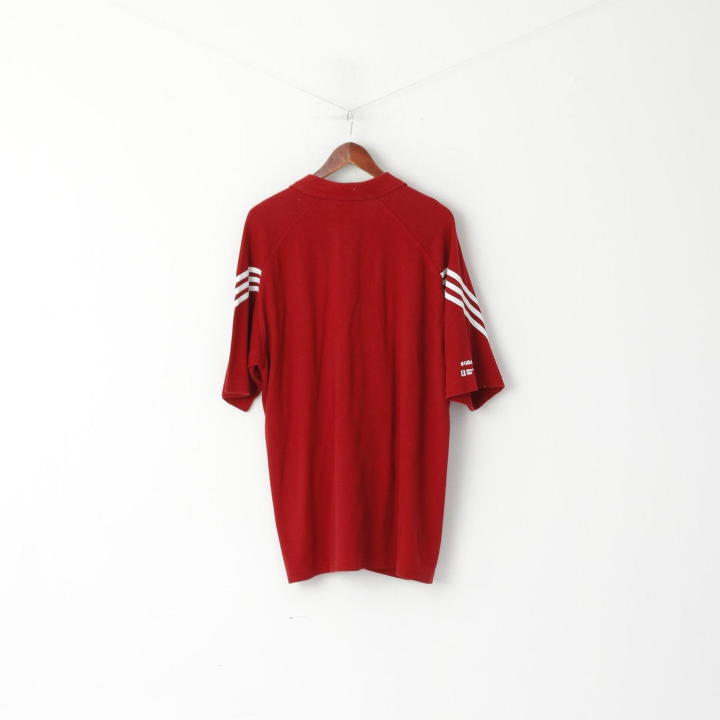 Polo Adidas da uomo XL a maniche corte tinta unita in cotone marrone con 3 strisce