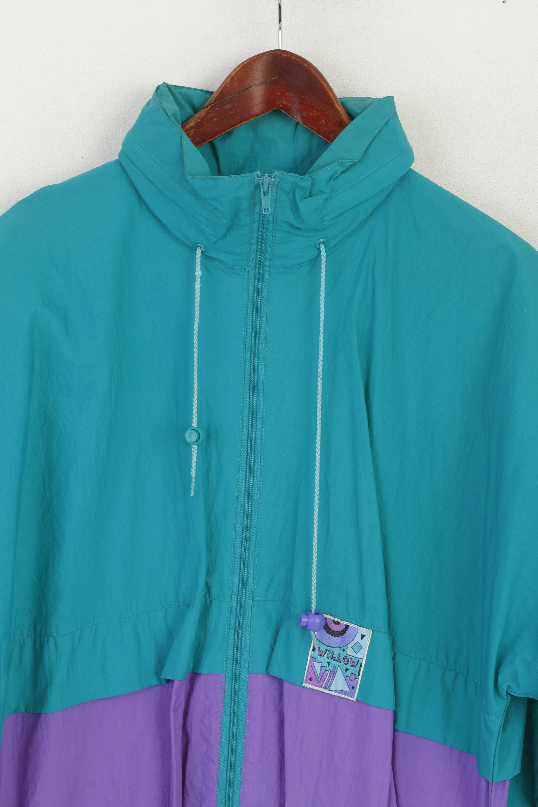 Willow Men L  Jacket Green Vintage Nylon Waterproof Full Zipper Festival Top