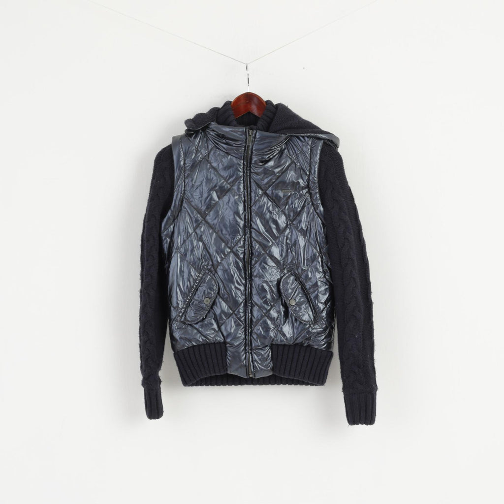 Obleu Veste femme matelassée bleu marine Artic Valley Alaska Body Top en tricot manches amovibles