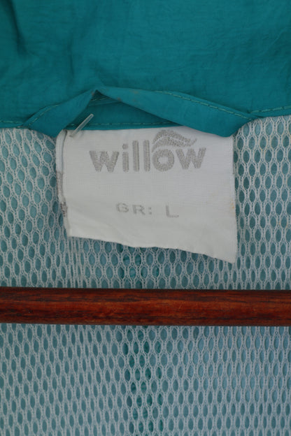 Giacca da uomo Willow L verde vintage in nylon impermeabile con cerniera intera Festival Top