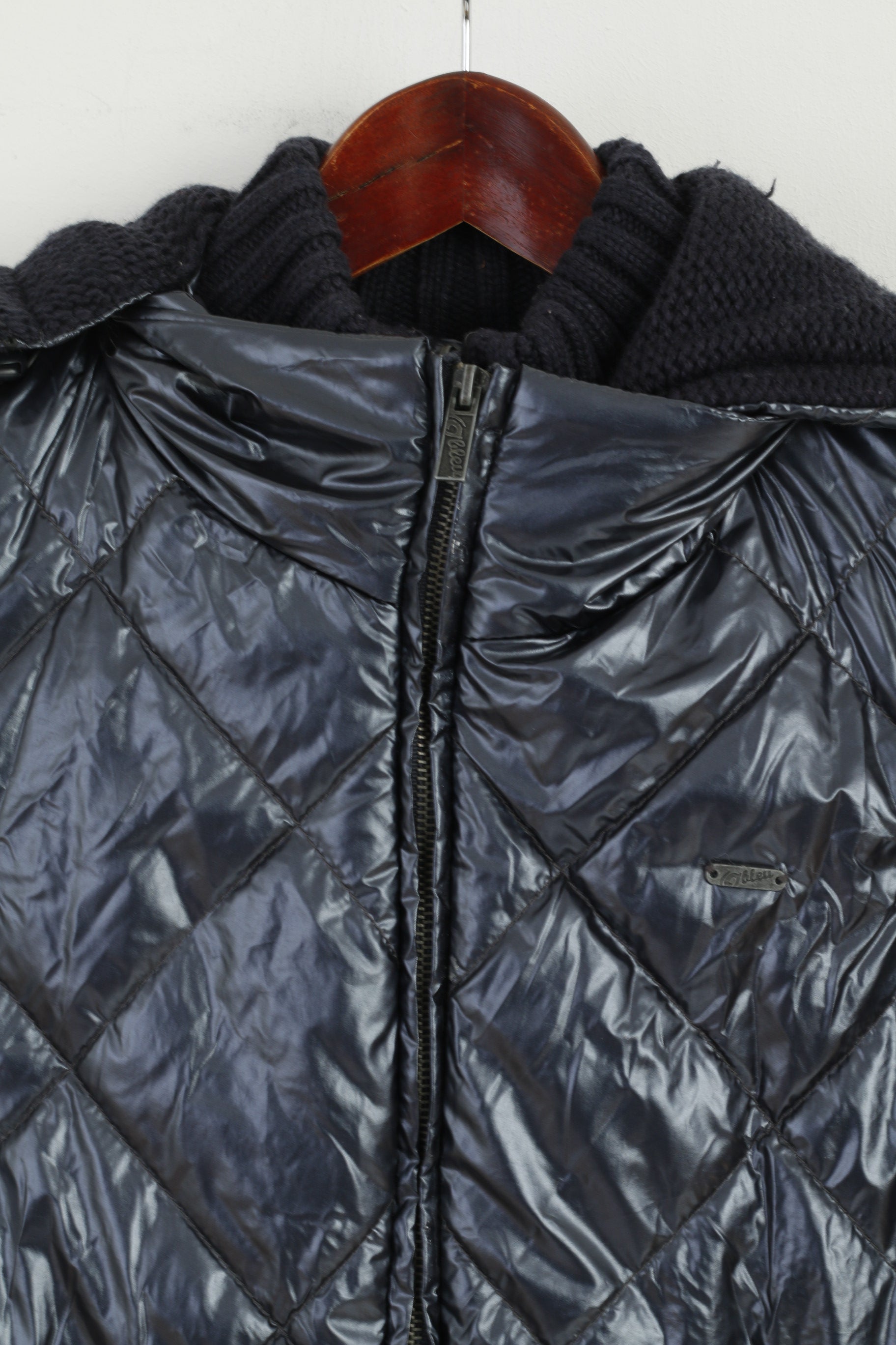 Obleu Veste femme matelassée bleu marine Artic Valley Alaska Body Top en tricot manches amovibles