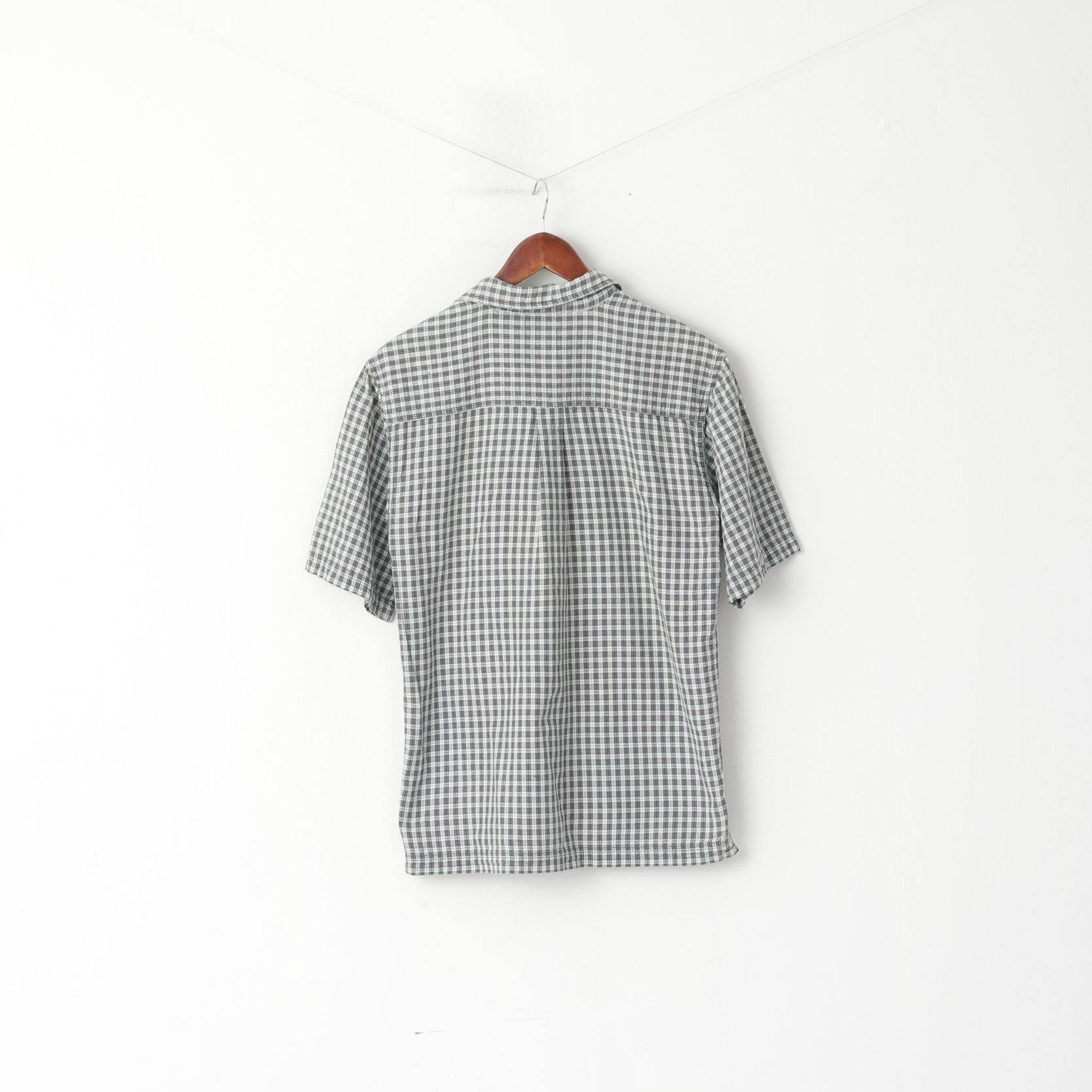 The North Face Men S Casual Shirt Blue Check Cotton Vintage Tekware Technology Top