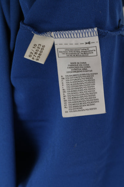 Adidas Men L Polo Shirt Blue Indygo Cotton Mercerized Plain Classic Clima Top