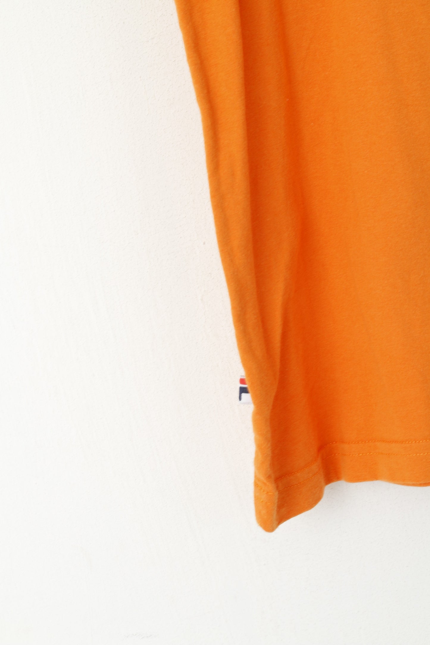 Fila Homme 50 M Chemise Orange Coton Vintage Logo Ras Du Cou Haut Sans Manches