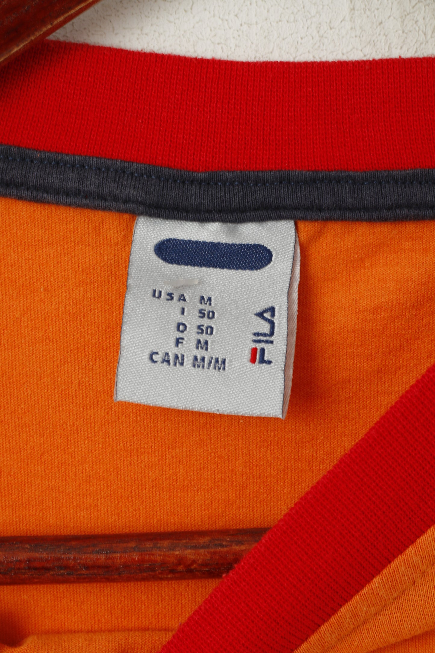 Maglia Fila Uomo 50 M Top senza maniche girocollo in cotone arancione con logo vintage