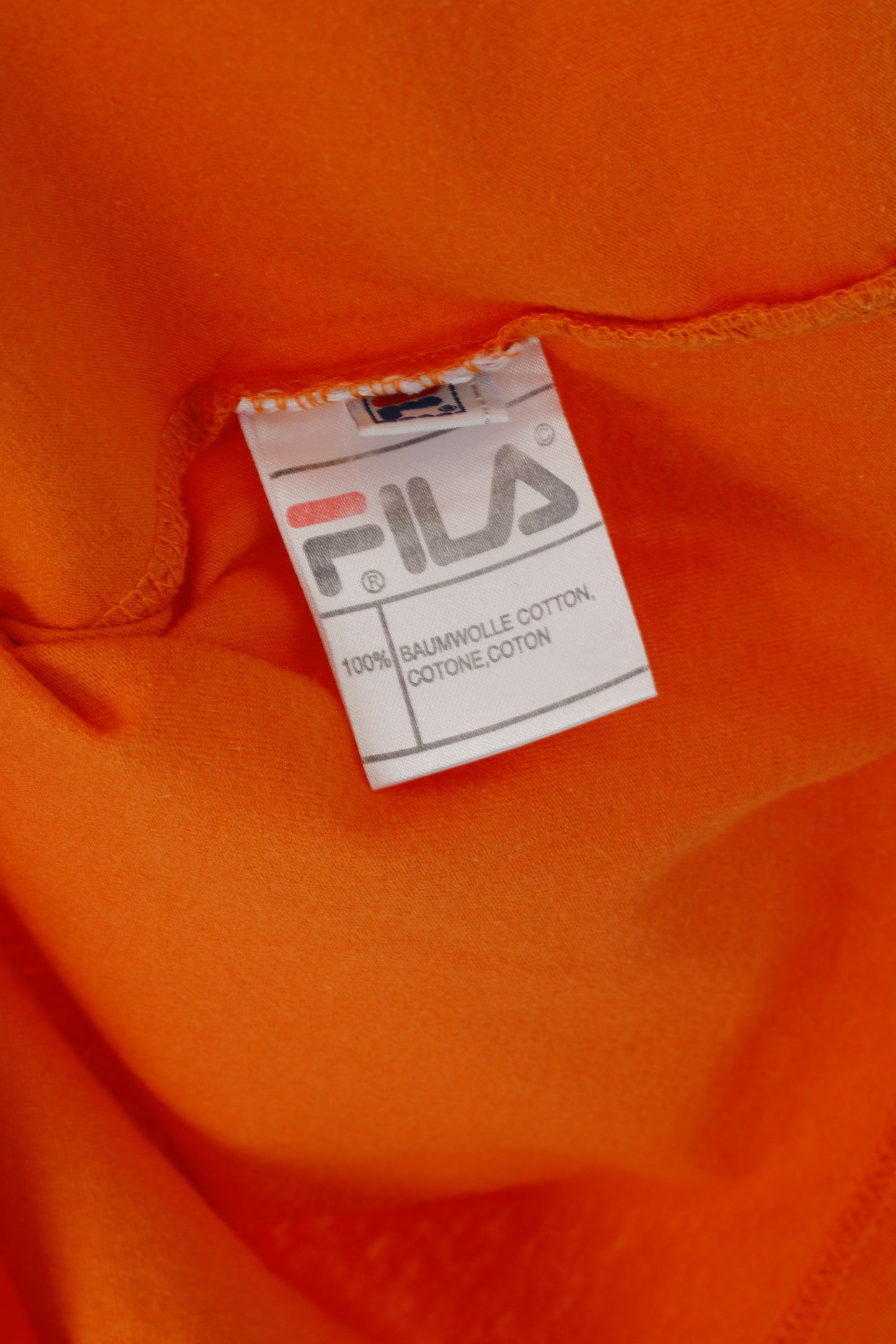 Fila Homme 50 M Chemise Orange Coton Vintage Logo Ras Du Cou Haut Sans Manches