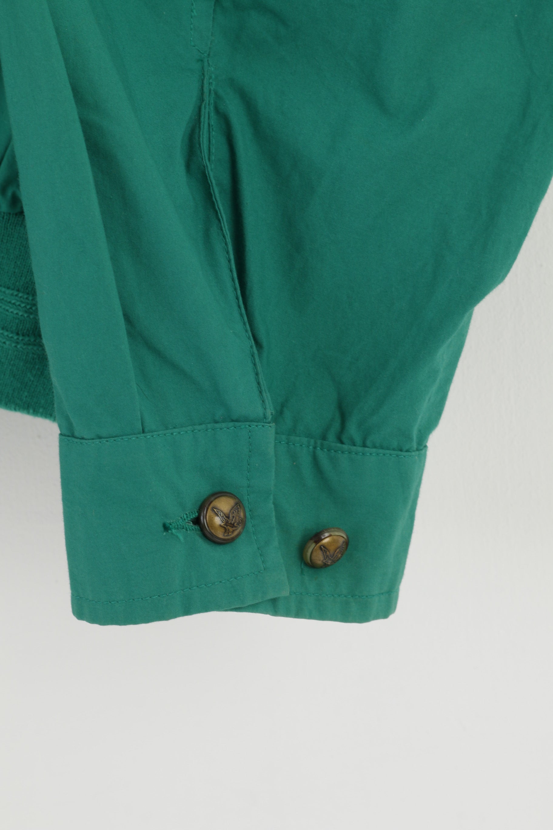Lyle &amp; Scott Men 44 54 L Veste Bomber en coton vert avec fermeture éclair complète et haut léger