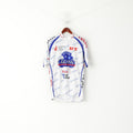 Nalini Hommes L Chemise de Cyclisme Blanc Vintage Zip Neck Bike Jersey Haut à Manches Courtes