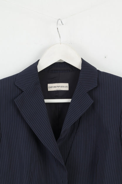 Emporio Armani Womens S Blazer Navy Striped Fit Made in Italy Jacket