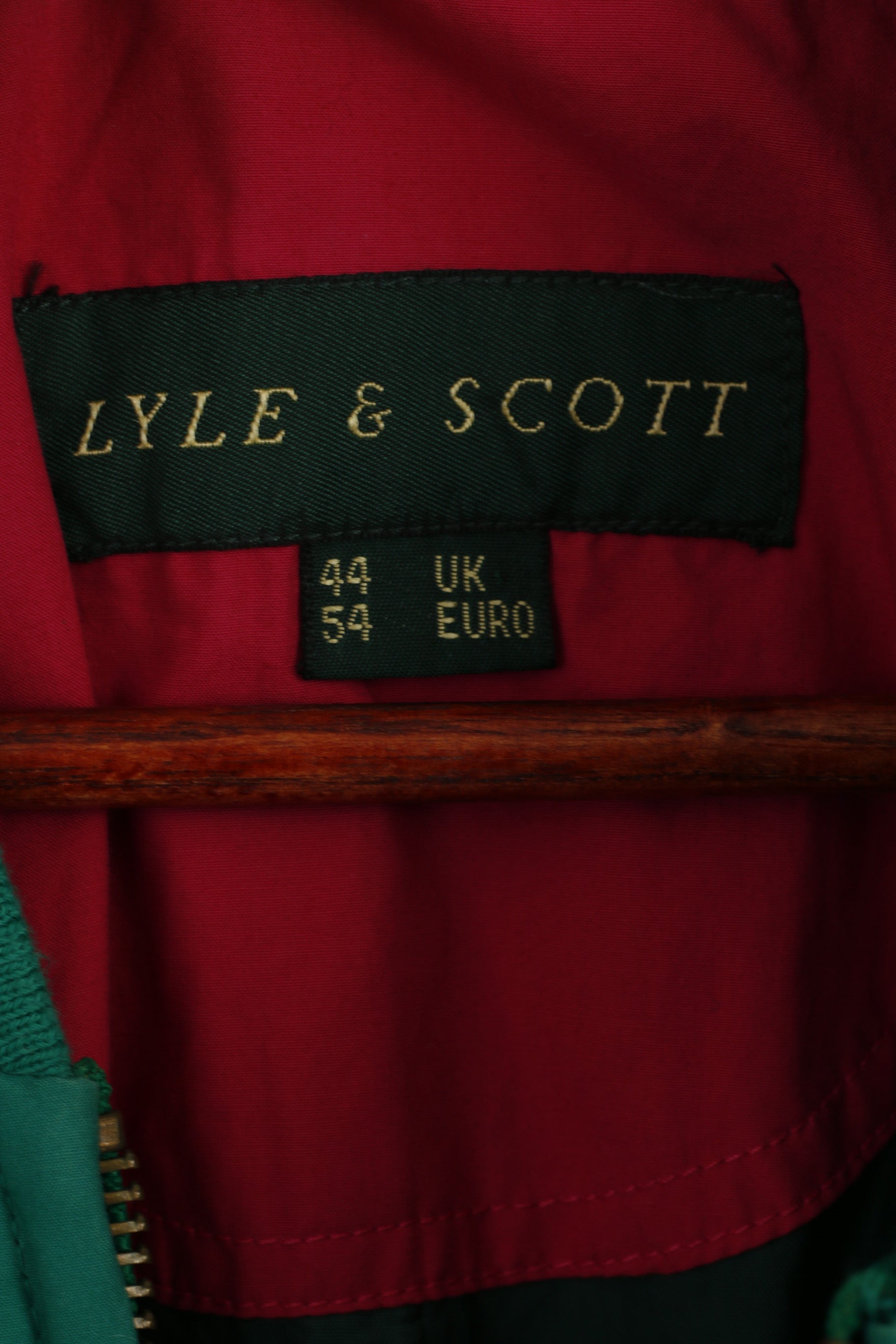 Lyle &amp; Scott Men 44 54 L Veste Bomber en coton vert avec fermeture éclair complète et haut léger